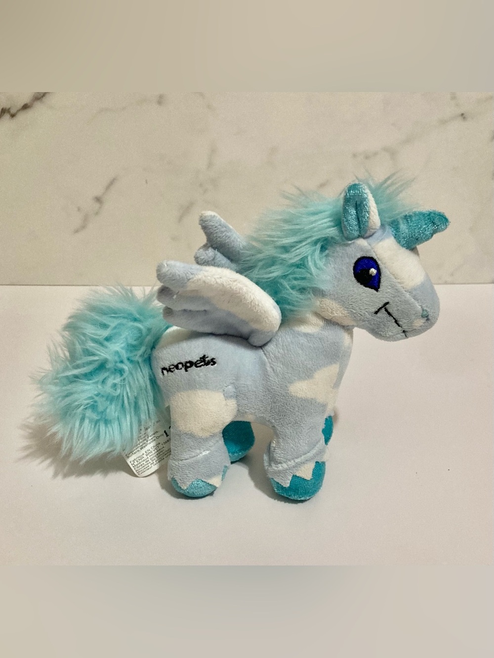2008 Neopets blue and white cloud Uni unicorn pegasus plush